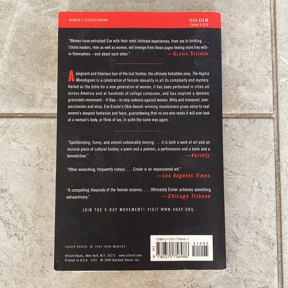 The Vagina Monologues Paperback Eve Ensler - Picture 2 of 3
